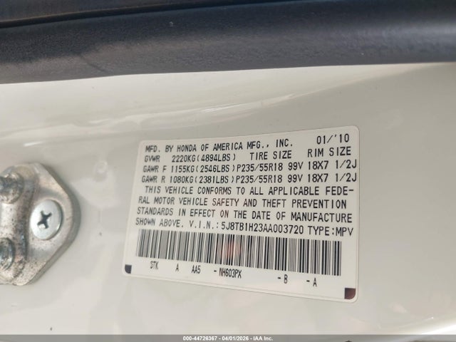 Продаж на аукціоні авто 2010 Acura Rdx, vin: 5J8TB1H23AA003720, номер лоту: 44726367