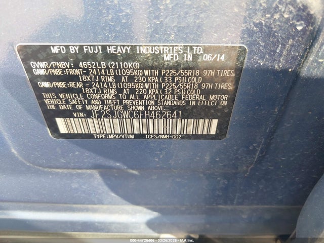 Aukcja sprzedaży 2015 Subaru Forester 2.0xt Touring, vin: JF2SJGWC6FH462641, numer aukcji: 44726406