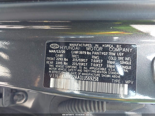 Продажа на аукционе авто 2020 Hyundai Kona Sel, vin: KM8K22AA1LU569258, номер лота: 44726475