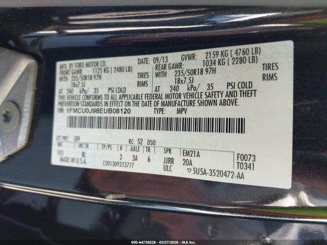 1FMCU0J98EUB08120 Ford Escape Titanium