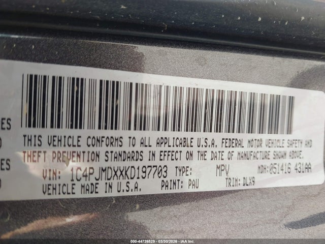 44726529 :رقم المزاد ، 1C4PJMDXXKD197703 vin ، 2019 Jeep Cherokee Limited 4x4 مزاد بيع