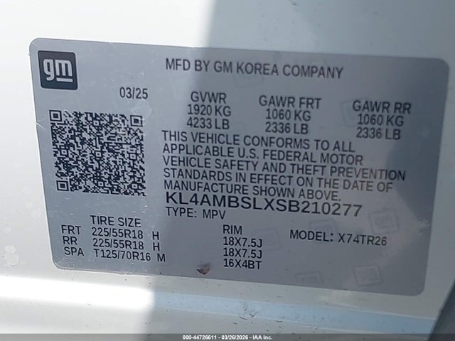 Aukcja sprzedaży 2025 Buick Encore Gx Preferred Fwd, vin: KL4AMBSLXSB210277, numer aukcji: 44726611