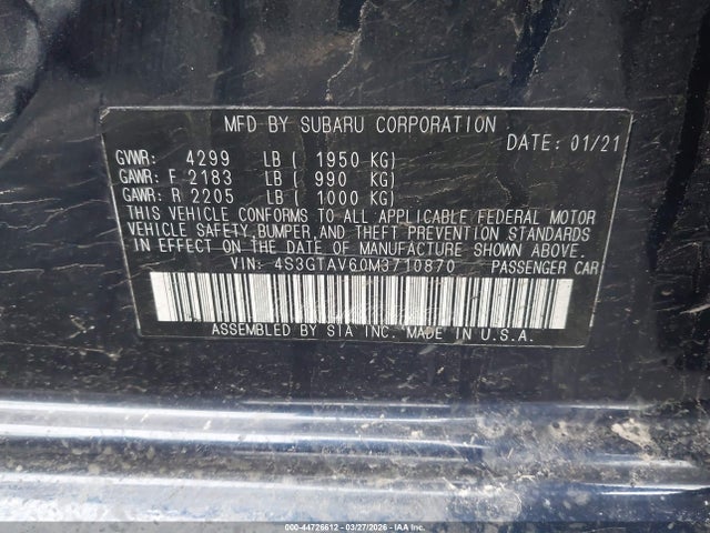Продаж на аукціоні авто 2021 Subaru Impreza Premium 5-door, vin: 4S3GTAV60M3710870, номер лоту: 44726612
