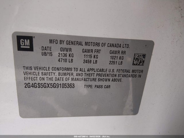 Продаж на аукціоні авто 2016 Buick Regal Turbo Premium Ii, vin: 2G4GS5GX5G9105363, номер лоту: 44726614