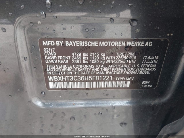 44726628 :رقم المزاد ، WBXHT3C36H5F81221 vin ، 2017 Bmw X1 Xdrive28i مزاد بيع