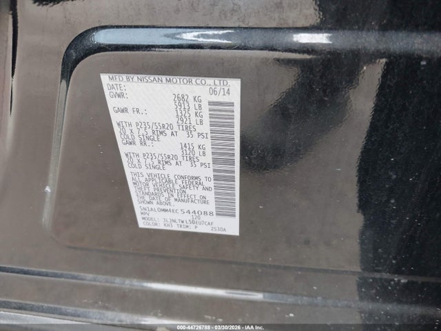 Продажа на аукционе авто 2014 Infiniti Qx60, vin: 5N1AL0MM4EC544088, номер лота: 44726788