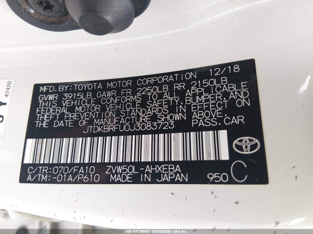 Toyota Prius Two 2018 JTDKBRFU0J3083723 Image 9