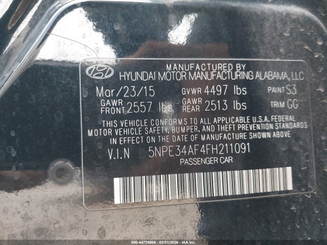 Hyundai Sonata Sport 2015 5NPE34AF4FH211091 Image 9