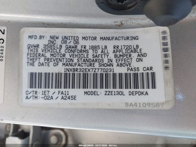 2007 TOYOTA COROLLA 1NXBR32EX7Z770231 Photo 8