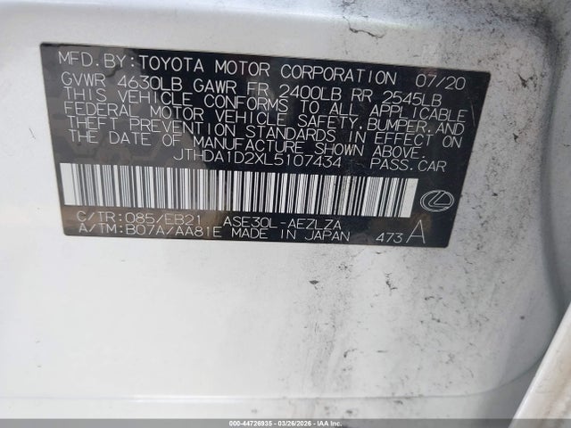 Продажа на аукционе авто 2020 Lexus Is 300, vin: JTHDA1D2XL5107434, номер лота: 44726935