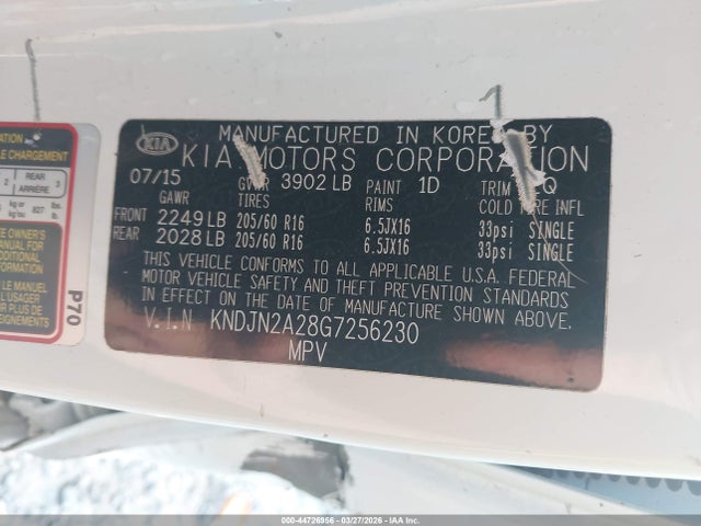 Aukcja sprzedaży 2016 Kia Soul, vin: KNDJN2A28G7256230, numer aukcji: 44726956