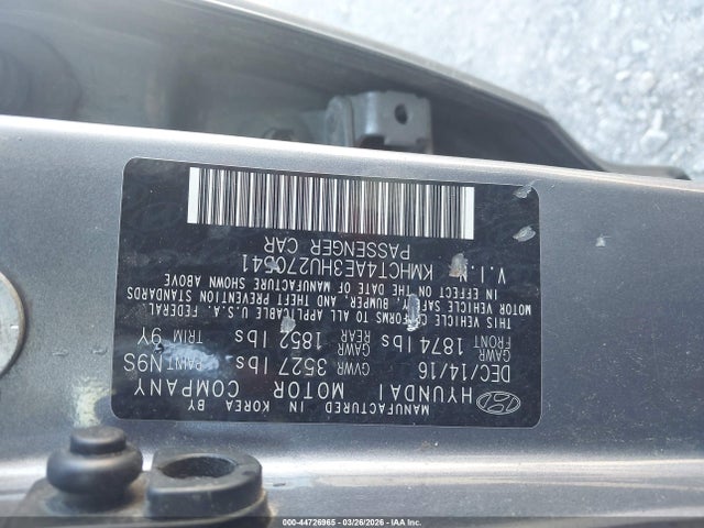 Aukcja sprzedaży 2017 Hyundai Accent Se, vin: KMHCT4AE3HU270541, numer aukcji: 44726965