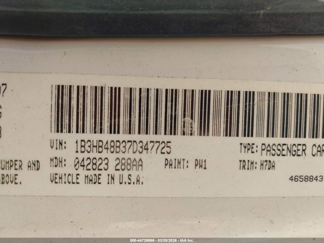 Продажа на аукционе авто 2007 Dodge Caliber Sxt, vin: 1B3HB48B37D347725, номер лота: 44726966
