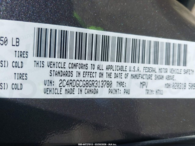 Dodge Grand Caravan Sxt 2016 2C4RDGCG8GR313780 Image 9