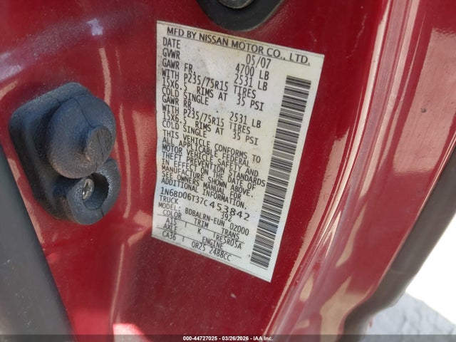 2007 NISSAN FRONTIER 1N6BD06T37C453842 Photo 8