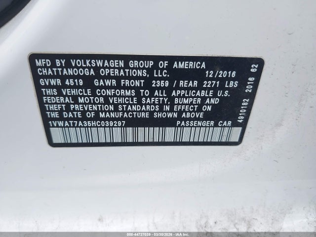 2017 VOLKSWAGEN PASSAT 1VWAT7A35HC039297 Photo 8