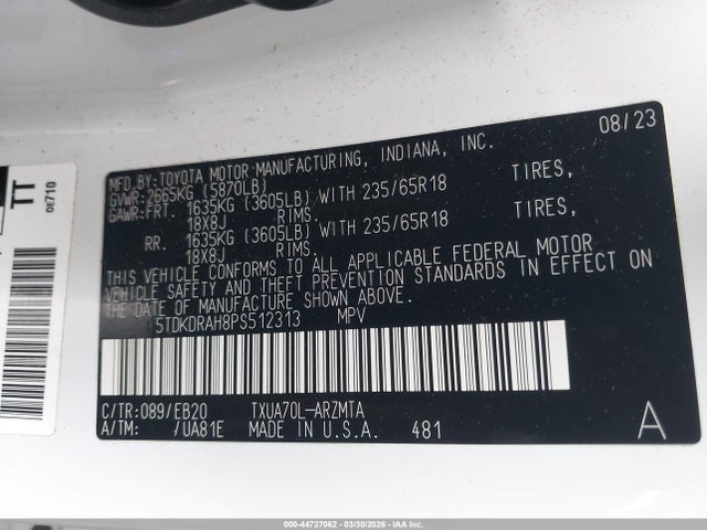 2023 TOYOTA HIGHLANDER 5TDKDRAH8PS512313 Photo 8