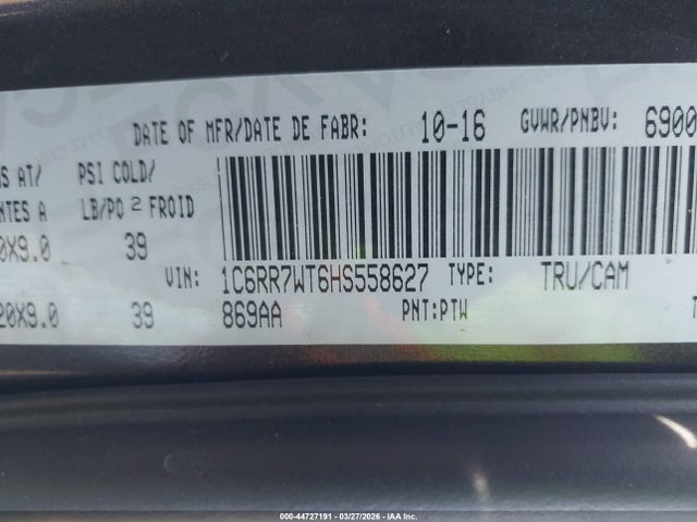 2017 RAM 1500 1C6RR7WT6HS558627 Photo 8