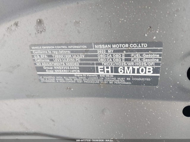 JN1BJ1AW0NW478909 Nissan Rogue Sport S Awd Xtronic Cvt