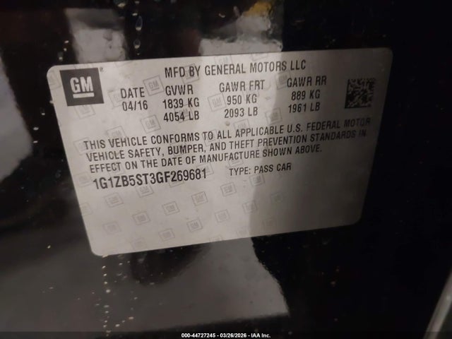 1G1ZB5ST3GF269681 Chevrolet MALIBU LS