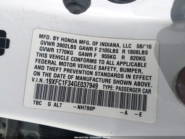 19XFC1F34GE037949 Honda Civic Ex-t