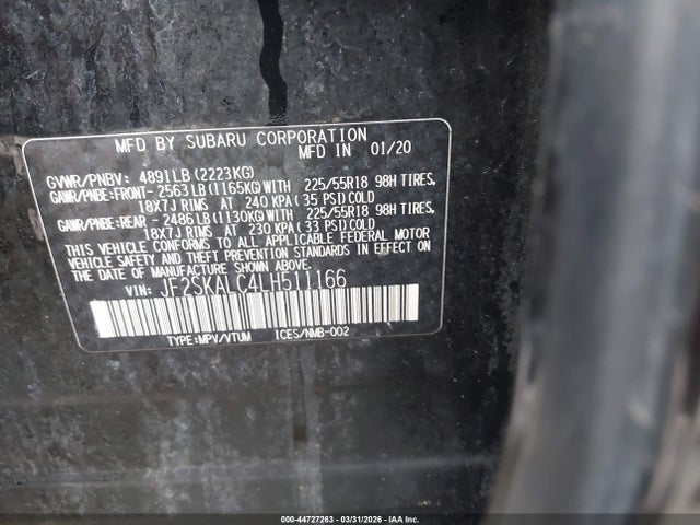 2020 SUBARU FORESTER JF2SKALC4LH511166 Photo 8