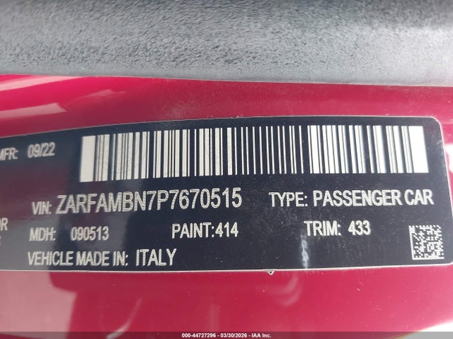 ZARFAMBN7P7670515 Alfa Romeo Giulia Ti Rwd