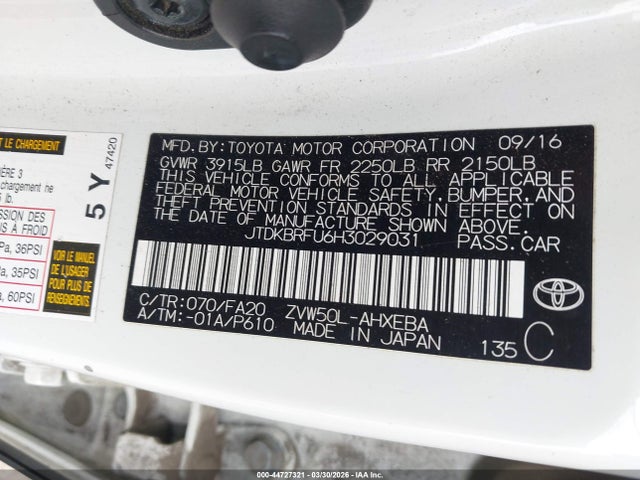 2017 TOYOTA PRIUS JTDKBRFU6H3029031 Photo 8