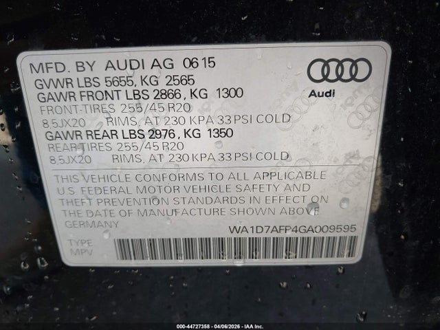 Продажа на аукционе авто 2016 Audi Q5 3.0t Premium Plus, vin: WA1D7AFP4GA009595, номер лота: 44727358