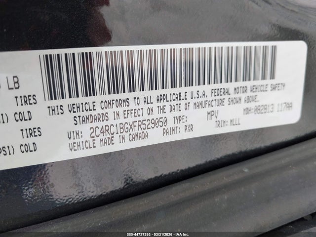 Продажа на аукционе авто 2015 Chrysler Town & Country Touring, vin: 2C4RC1BGXFR529050, номер лота: 44727393