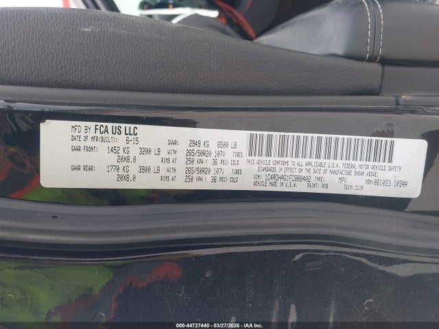 Aukcja sprzedaży 2015 Dodge Durango Sxt, vin: 1C4RDHAG1FC888402, numer aukcji: 44727440