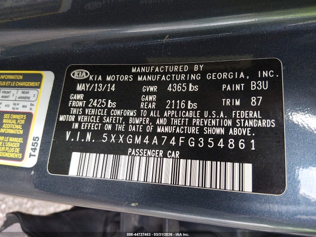 Продажа на аукционе авто 2015 Kia Optima Lx, vin: 5XXGM4A74FG354861, номер лота: 44727483