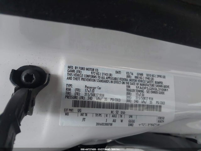 Aukcja sprzedaży 2016 Ford Focus Titanium, vin: 1FADP3J25GL310061, numer aukcji: 44727489