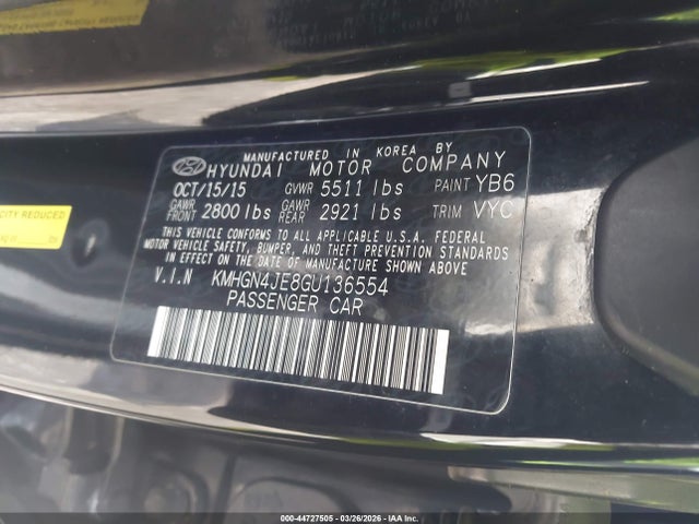 KMHGN4JE8GU136554 Hyundai Genesis 3.8