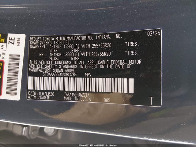 Toyota Grand Highlander Platinum 2025 5TDAAAB50SS083784 Image 9