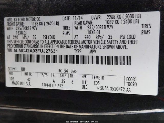 2015 LINCOLN MKC 5LMCJ2A93FUJ27631 Photo 8