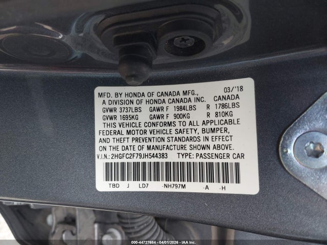 2018 HONDA CIVIC 2HGFC2F79JH544383 Photo 8