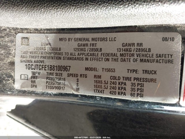 2011 Chevrolet Colorado 1lt მანქანა იყიდება აუქციონზე, vin: 1GCJTCFE1B8100967, აუქციონის ნომერი: 44727691
