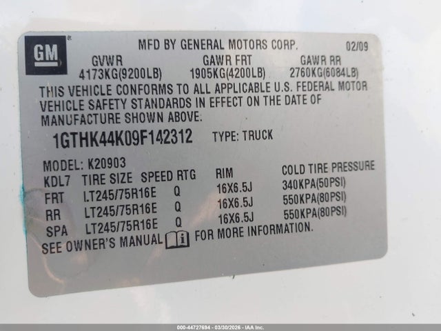 Продаж на аукціоні авто 2009 Gmc Sierra 2500hd Work Truck, vin: 1GTHK44K09F142312, номер лоту: 44727694