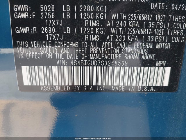 4S4BTGUD7S3248569 Subaru Outback Wilderness