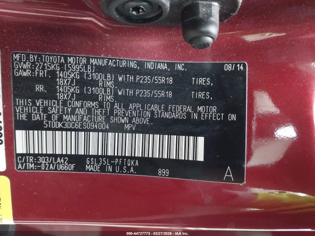 2014 TOYOTA SIENNA 5TDDK3DC6ES094004 Photo 8