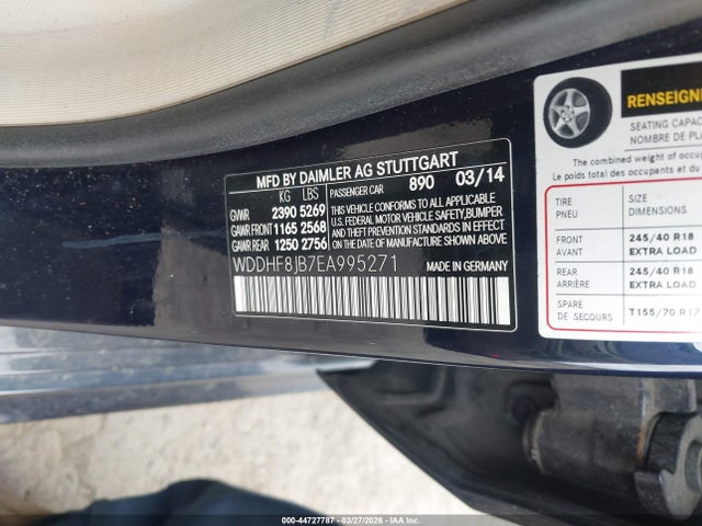 44727787 :رقم المزاد ، WDDHF8JB7EA995271 vin ، 2014 Mercedes-benz E 350 4matic مزاد بيع