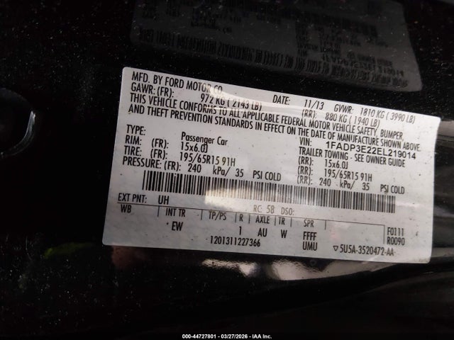 Aukcja sprzedaży 2014 Ford Focus S, vin: 1FADP3E22EL219014, numer aukcji: 44727801