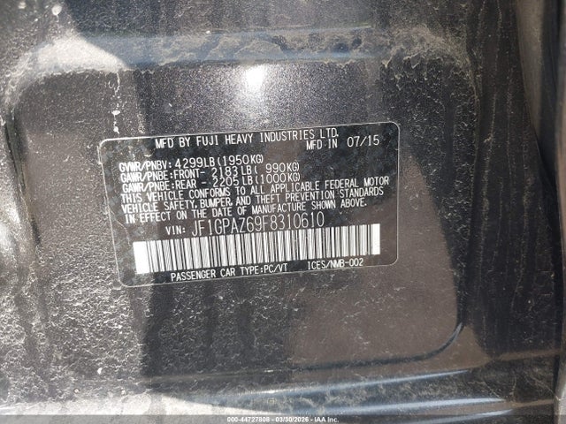 Продажа на аукционе авто 2015 Subaru Impreza 2.0i Sport Limited, vin: JF1GPAZ69F8310610, номер лота: 44727808