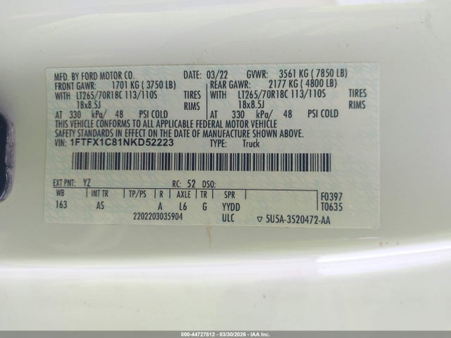 Ford F-150 Xl 2022 1FTFX1C81NKD52223 Image 4