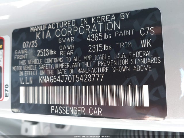 KNAG64J70T5423777 KIA K5 Gt-line Fwd