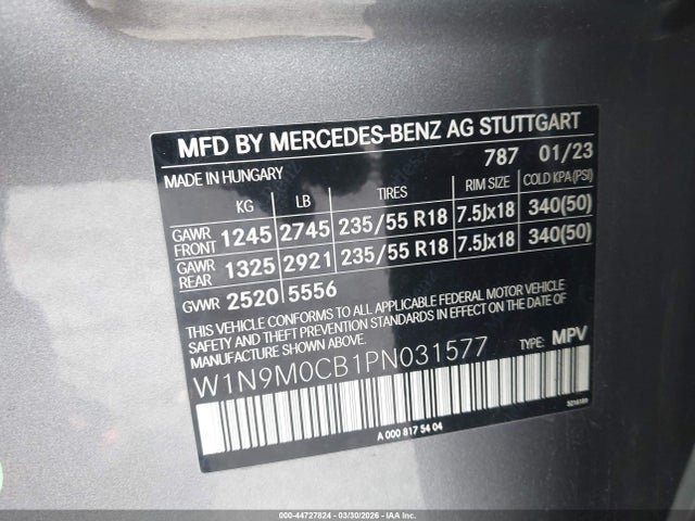 W1N9M0CB1PN031577 Mercedes-Benz Eqb 250 Suv