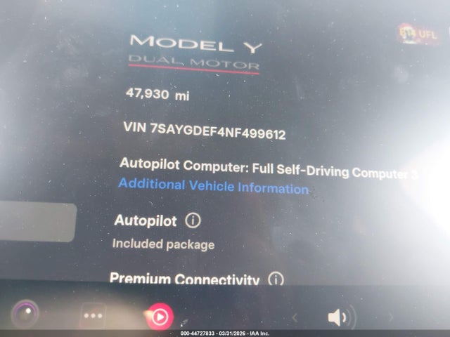 7SAYGDEF4NF499612 Tesla Model Y Performance Dual Motor All-wheel Drive