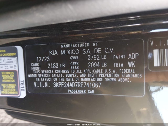 3KPF24AD7RE741067 KIA Forte Lxs