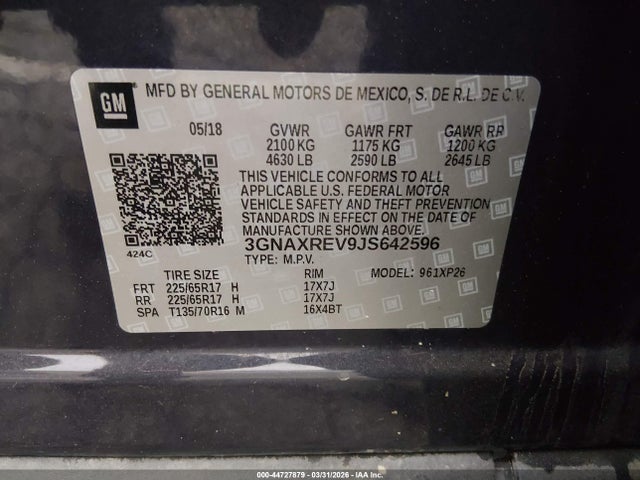 3GNAXREV9JS642596 Chevrolet EQUINOX LS